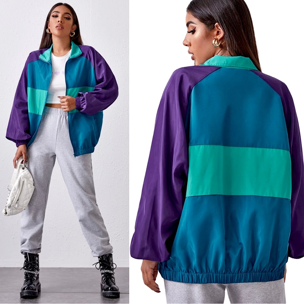 Colour Block Wind Breaker Fall Jacket Sz. Medium